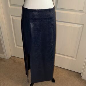TOPSHOP - Blue Faux Leather Skirt - Size 10